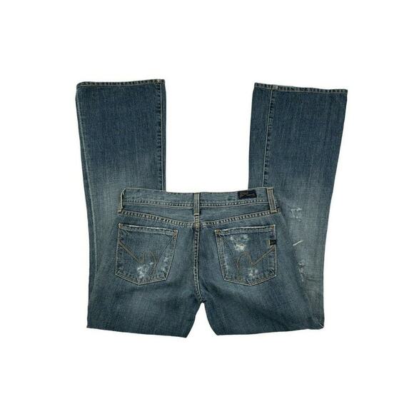 Citizen Of Humanity Denim Jeans Womens Size 28 Bootcut Low Rise Whiskers Blue - Picture 6 of 10
